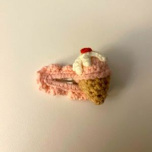 Ice cream cone crochet hair clip